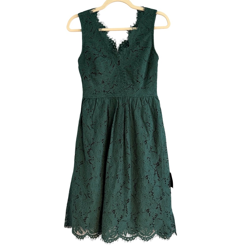 Lulu's emerald Green‎ Lace Midi Dress Small